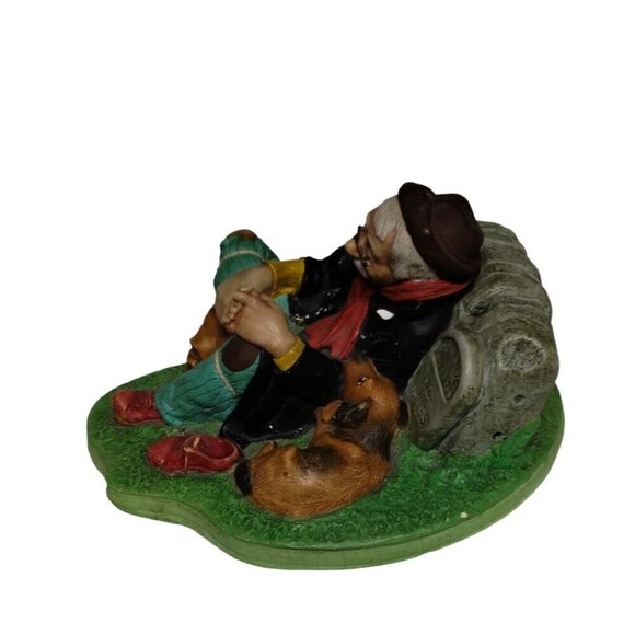 Vintage Chalkware Travelers Rest Homeless Man & Dog Figurine‎ Hand-Painted - Picture 13 of 16